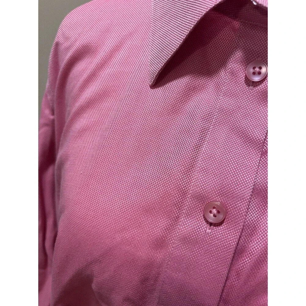 Talbots Women’s Wrinkle Resistant Button Up Shirt Pink Cotton Size 16W Classic - Picture 3 of 9